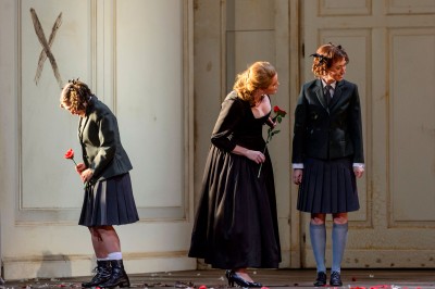 (L to R) Sasha Djihanian as Barbarina, Erin Wall as the Countess and Emily Fons as Cherubino in the Canadian Opera Company’s production of The Marriage of Figaro, 2016 (Photo: Chris Hutcheson/Canadian Opera Company).